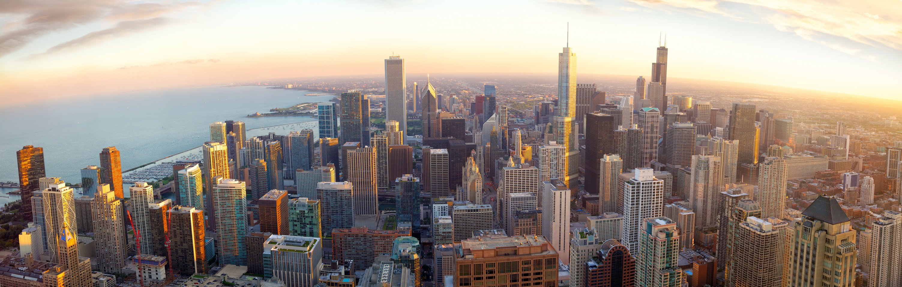 Chicago panorama at sunset